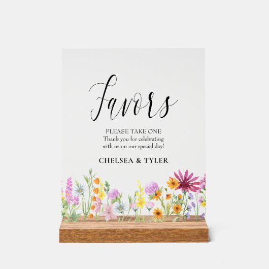 Wildflower Meadow Bruiloft Favor Tafel Acryl Bord (Voorkant)