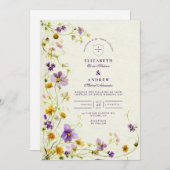 Wildflower Meadow Bruiloft Kaart (Voorkant / Achterkant)