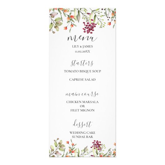 Wildflower Meadow Bruiloft Menu (Voorkant)