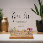 Wildflower Meadow Bruiloft Open Bar Acryl Bord