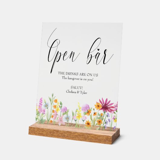 Wildflower Meadow Bruiloft Open Bar Acryl Bord (Hoek)
