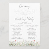 Wildflower Meadow Bruiloft Programmakaart (Achterkant)