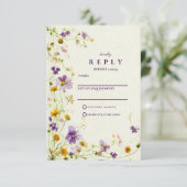 Wildflower Meadow Bruiloft RSVP Kaartje (Staand voorkant)