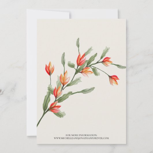 Wildflower Meadow bruiloft uitnodiging - Ecru (Achterkant)