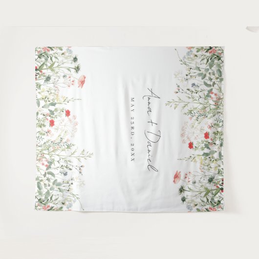 Wildflower Meadow Bruiloft Wandkleed (Voorkant (horizontaal))