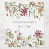 Wildflower Meadow Bruiloft Wijnfles Wijn Etiket (Enkel label)