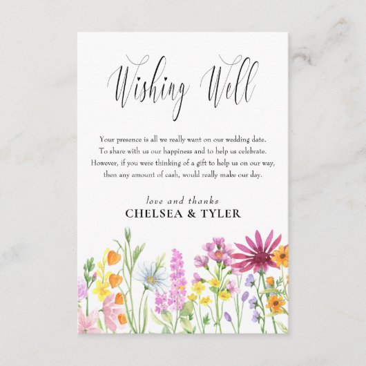 Wildflower Meadow Bruiloft Wishing Well Gedicht Informatiekaartje (Voorkant)