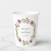 Wildflower Meadow Bruiloft Wit Papieren Bekers (Achterkant)