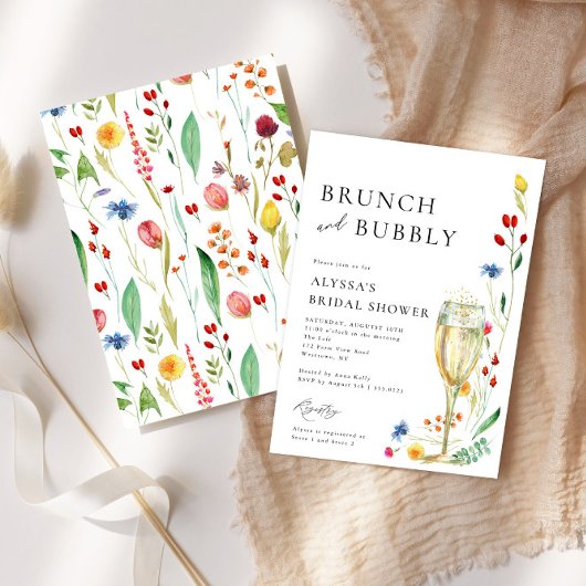 Wildflower Meadow Brunch & Bubble Pink Shower Kaart