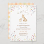 Wildflower Meadow Bunny Baby Shower Kaart (Voorkant / Achterkant)