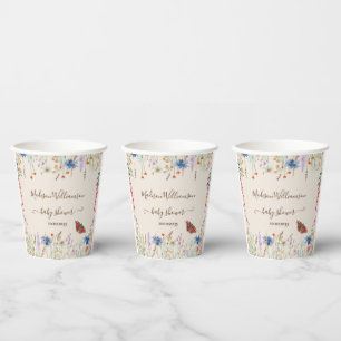 Wildflower Meadow Butterfly Baby shower Papieren Bekers