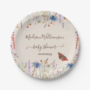 Wildflower Meadow Butterfly Baby shower Papieren Bordje