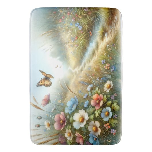 Wildflower Meadow Butterfly Garden Badmat (Voorkant Verticaal)