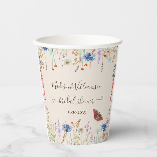 Wildflower Meadow Butterfly Vrijgezellenfeest Papieren Bekers (Voorkant)