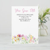 Wildflower Meadow Custom Baby shower Game Kaart (Staand voorkant)