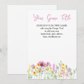 Wildflower Meadow Custom Baby shower Game Kaart (Voorkant / Achterkant)