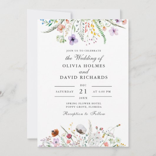 Wildflower Meadow Custom Foto Bruiloft uitnodiging (Voorkant)
