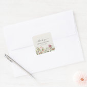 Wildflower Meadow Ecru Bruiloft Dank u Favorieten Vierkante Sticker (Envelop)