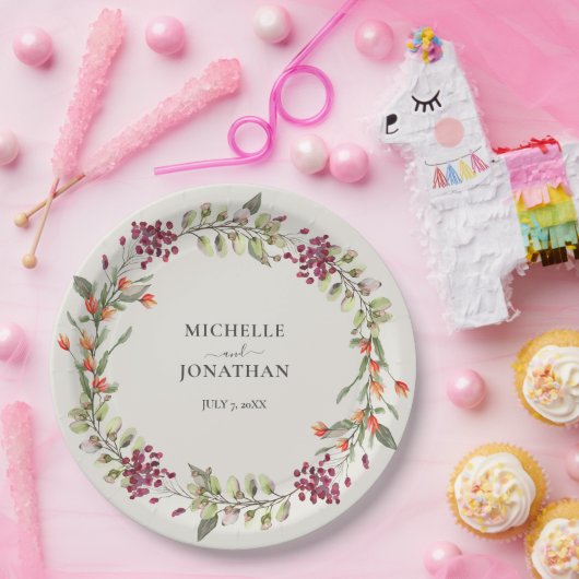 Wildflower Meadow Ecru Bruiloft Papieren Bordje (Feest)
