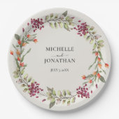 Wildflower Meadow Ecru Bruiloft Papieren Bordje (Voorkant)
