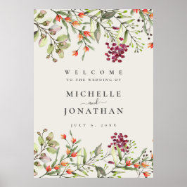 Wildflower Meadow Ecru Bruiloft Welkomstbord Poster