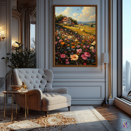 Wildflower Meadow en Cottage Impressionistische st Poster