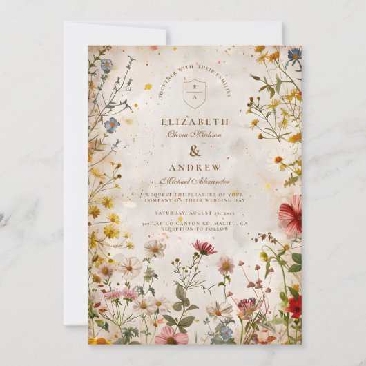 Wildflower Meadow Fall Wedding Kaart (Voorkant)