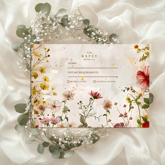 Wildflower Meadow Fall Wedding RSVP Kaartje