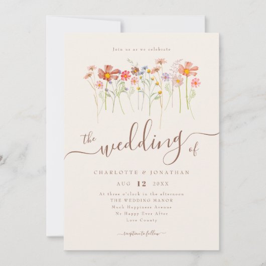 Wildflower Meadow Floral Beige Terracotta Kaart (Voorkant)