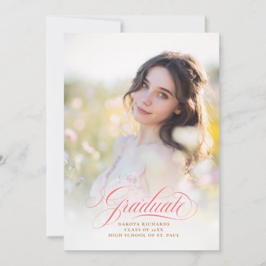 Wildflower Meadow Floral Elegant Garden Afstuderen Kaart (Achterkant)