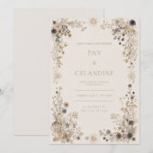 Wildflower Meadow folk bruiloft Kaart (Voorkant / Achterkant)