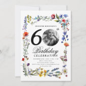 Wildflower Meadow Foto 60ste Verjaardagsfeest Kaart (Voorkant)