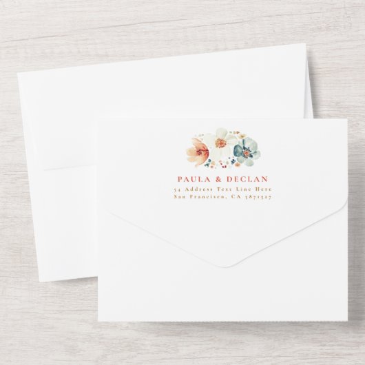 Wildflower Meadow Garden Bloemenboog bruiloft All In One Uitnodiging (Achterkant)