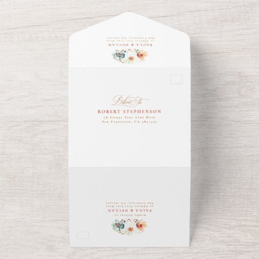 Wildflower Meadow Garden Bloemenboog bruiloft All In One Uitnodiging (Buitenkant)