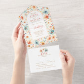 Wildflower Meadow Garden Bloemenboog bruiloft All In One Uitnodiging (Afscheurbaar)