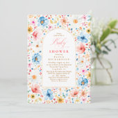 Wildflower Meadow Garden Floral Boho Baby shower Kaart (Staand voorkant)