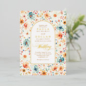 Wildflower Meadow Garden Floral Boho Fall Wedding Folie Uitnodiging (Staand Voorkant)