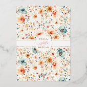 Wildflower Meadow Garden Floral Boho Fall Wedding Folie Uitnodiging (Achterkant)