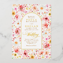 Wildflower Meadow Garden Floral Boho Wedding Folie Uitnodiging