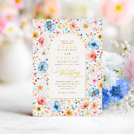 Wildflower Meadow Garden Floral Boho Wedding Folie Uitnodiging