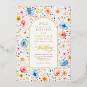 Wildflower Meadow Garden Floral Boho Wedding Folie Uitnodiging (Voorkant)