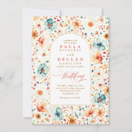 Wildflower Meadow Garden Floral Fall Wedding Kaart