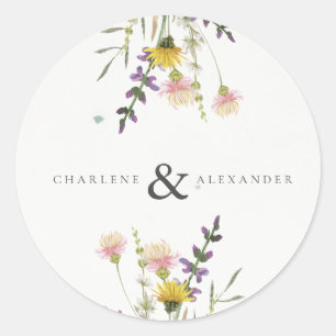 Wildflower Meadow Garden Wedding Ronde Sticker