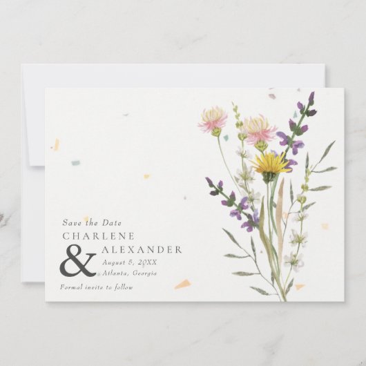 Wildflower Meadow Garden Wedding Save The Date (Voorkant)