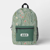 Wildflower Meadow Green Backpack Bedrukte Rugzak (Voorkant)