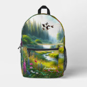 Wildflower Meadow Green Bedrukte Rugzak (Voorkant)