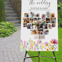 Wildflower Meadow Heart Photo Collage Wedding