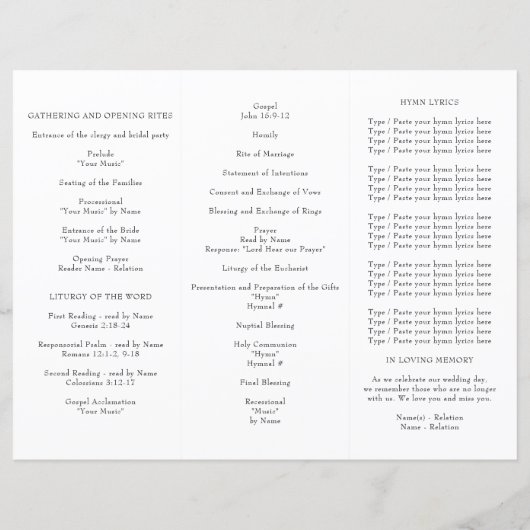 Wildflower Meadow Huwelijksceremonie Programma (Achterkant)