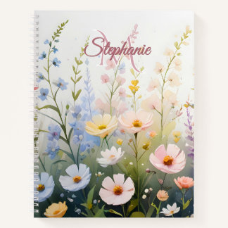 Wildflower Meadow in Bloom Naam Monogram Notitieboek