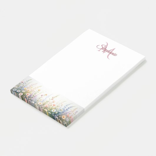 Wildflower Meadow in Bloom Naam Monogram Post-it® Notes (Schuin)